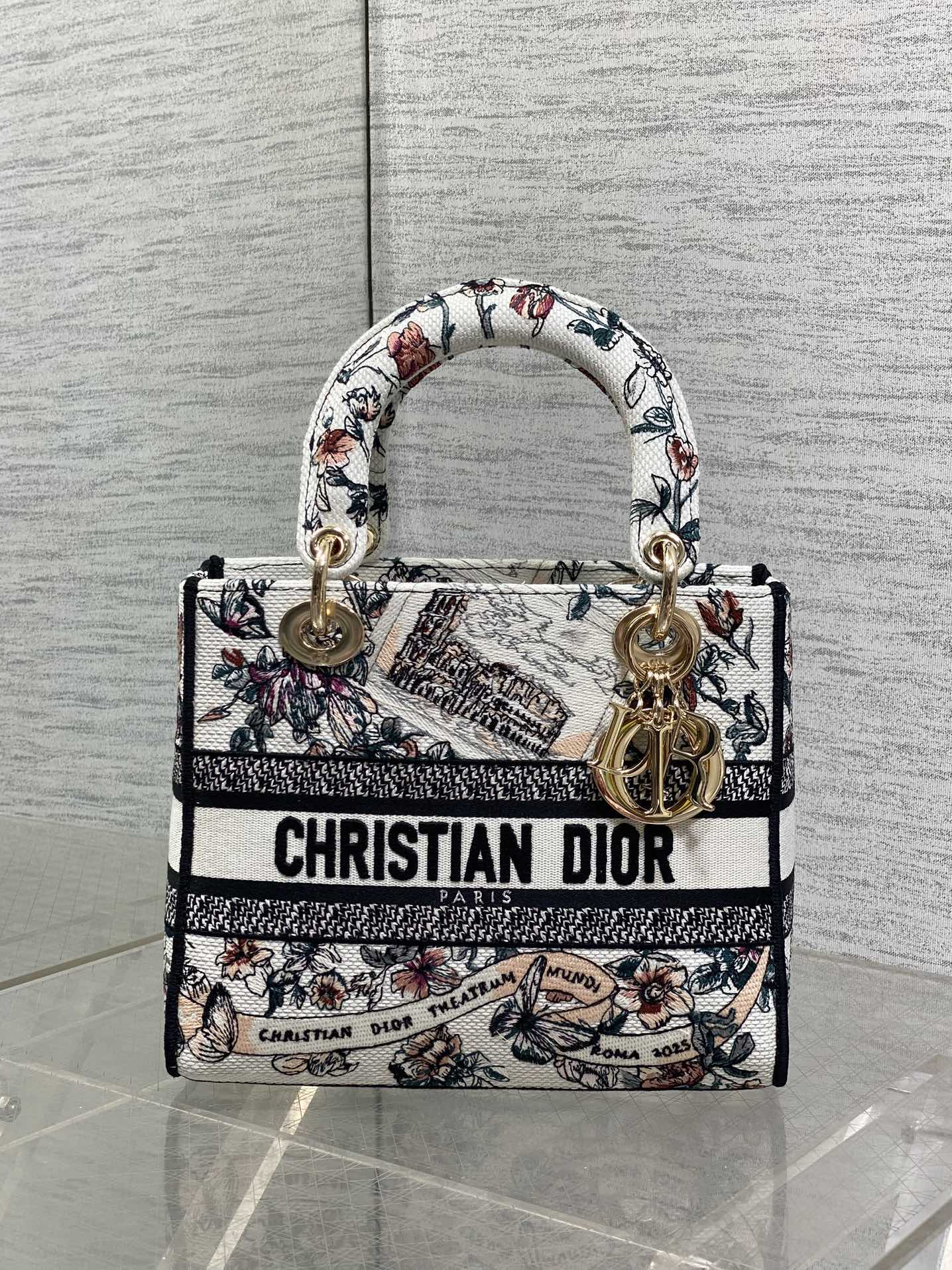 Dior Lady D-Lite Bag – Theatrum Mundi Floral Embroidery (Ecru / Multicolour)