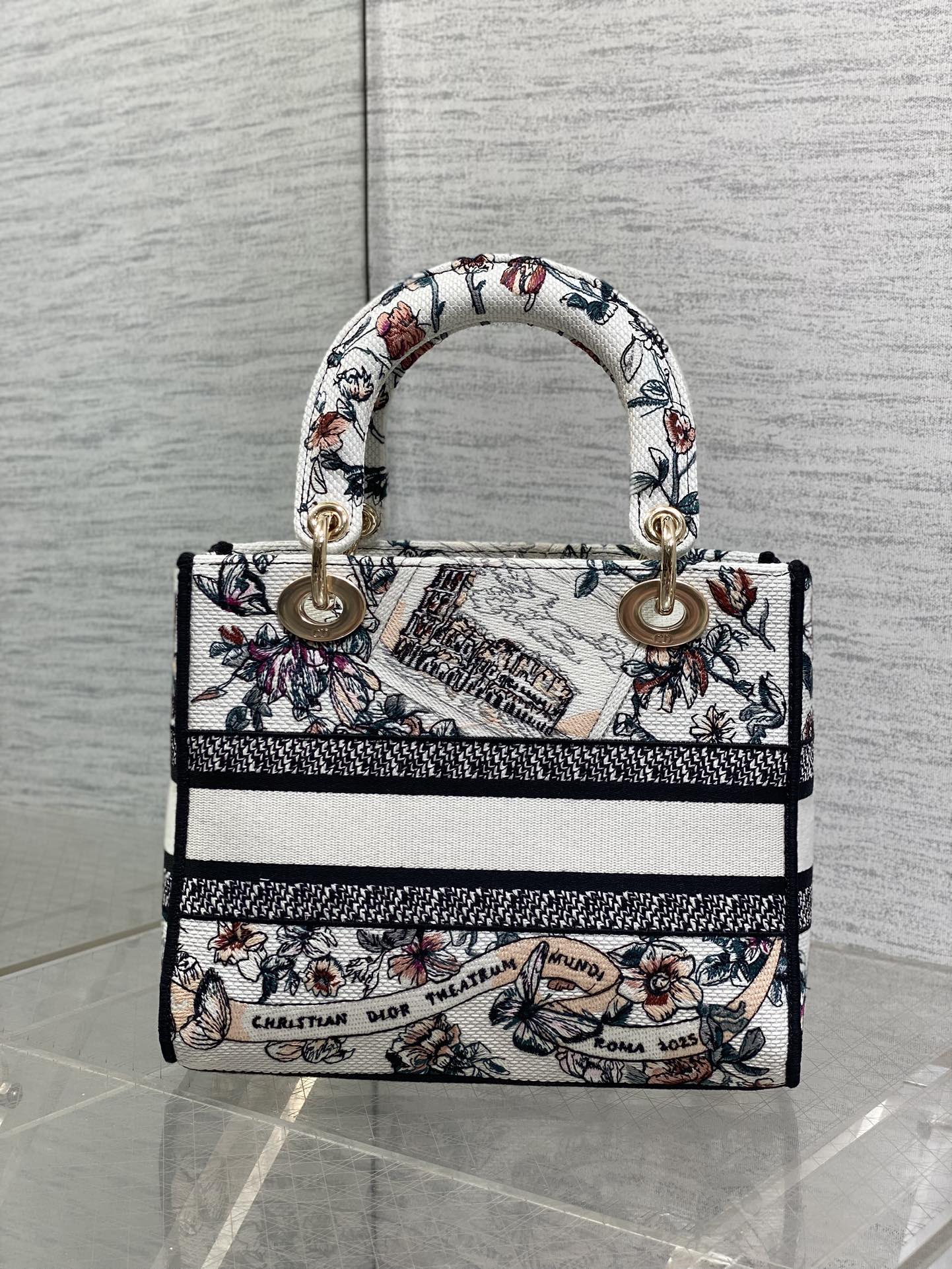 Dior Lady D-Lite Bag – Theatrum Mundi Floral Embroidery (Ecru / Multicolour)