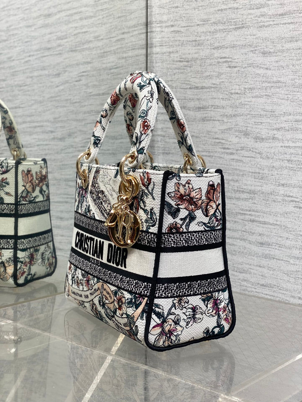 Dior Lady D-Lite Bag – Theatrum Mundi Floral Embroidery (Ecru / Multicolour)