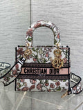 Dior Lady D-Lite Bag – Botanical Floral Embroidery (White / Pink & Green)
