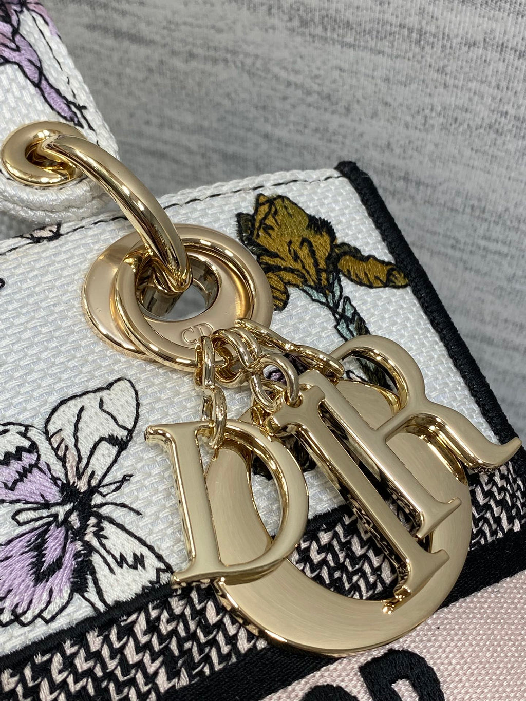 Dior Lady D-Lite Bag – Iris Garden Butterfly Embroidery (White / Lavender)