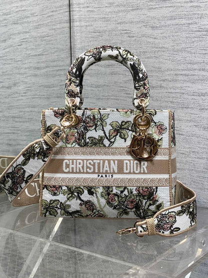 Dior Lady D-Lite Bag – Granville Rose Embroidery (Oat / Vintage Green)