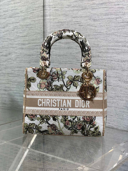 Dior Lady D-Lite Bag – Granville Rose Embroidery (Oat / Vintage Green)