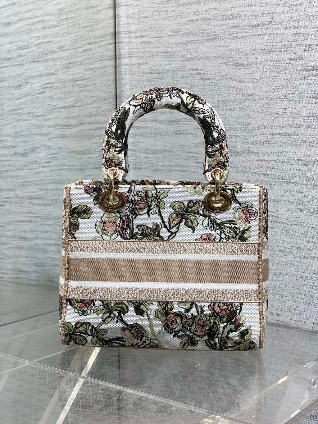 Dior Lady D-Lite Bag – Granville Rose Embroidery (Oat / Vintage Green)