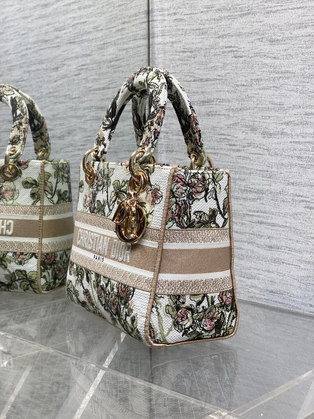 Dior Lady D-Lite Bag – Granville Rose Embroidery (Oat / Vintage Green)
