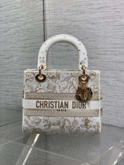 Dior Lady D-Lite Bag – Jungle Animal Constellation Embroidery (White / Gold Thread)