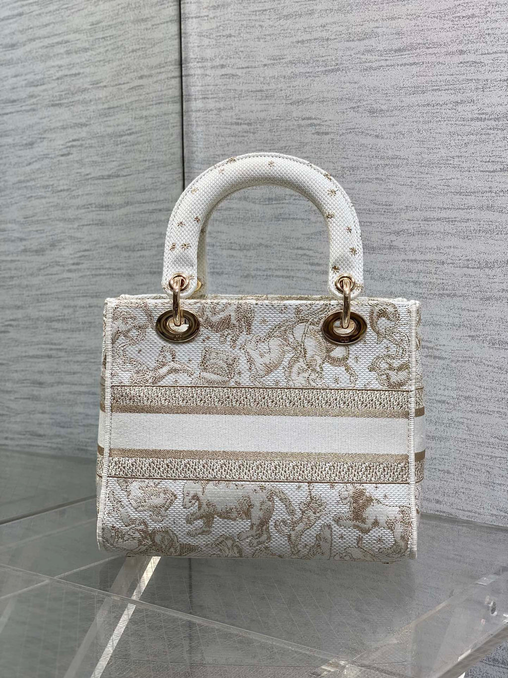 Dior Lady D-Lite Bag – Jungle Animal Constellation Embroidery (White / Gold Thread)