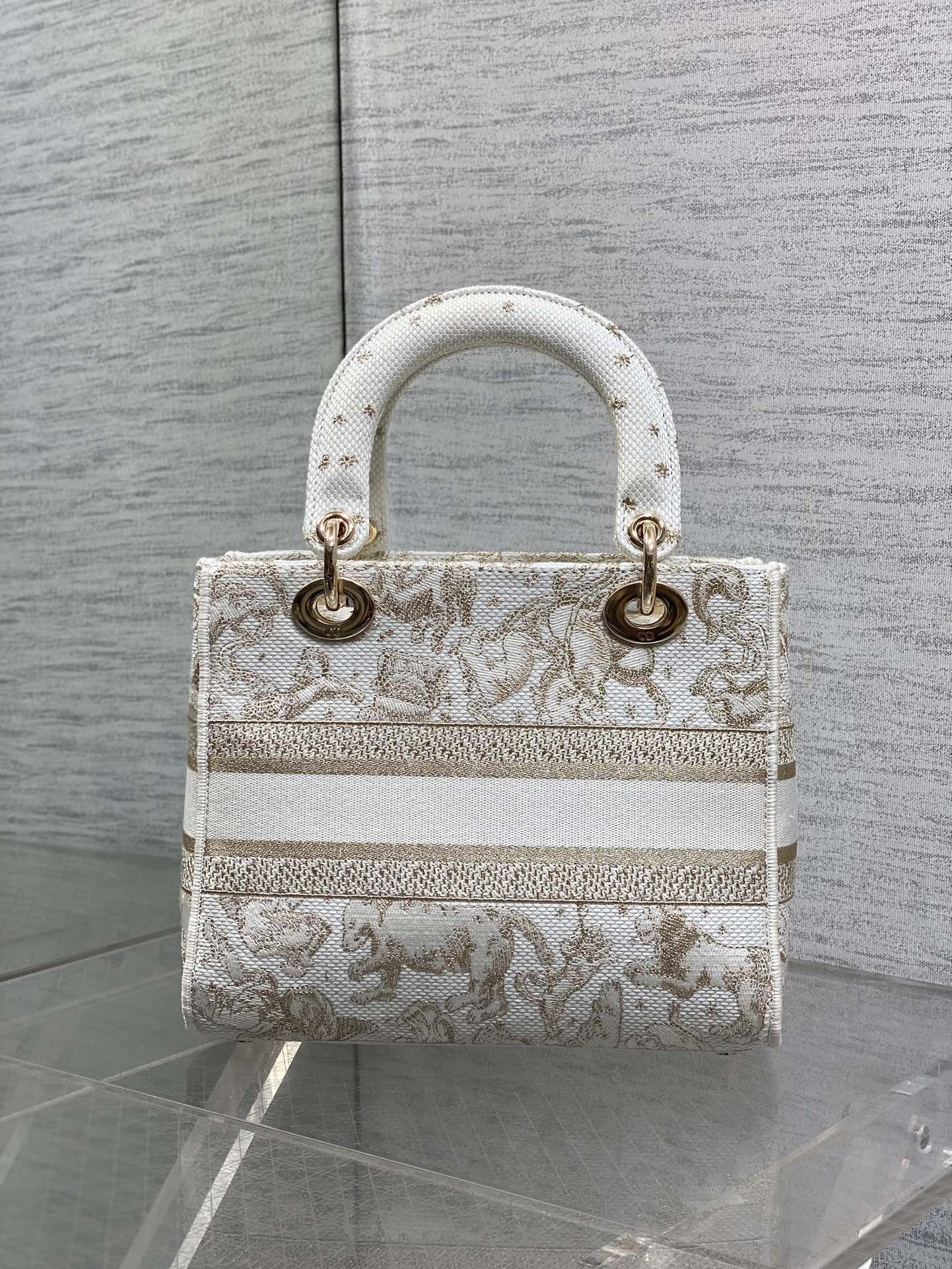 Dior Lady D-Lite Bag – Jungle Animal Constellation Embroidery (White / Gold Thread)