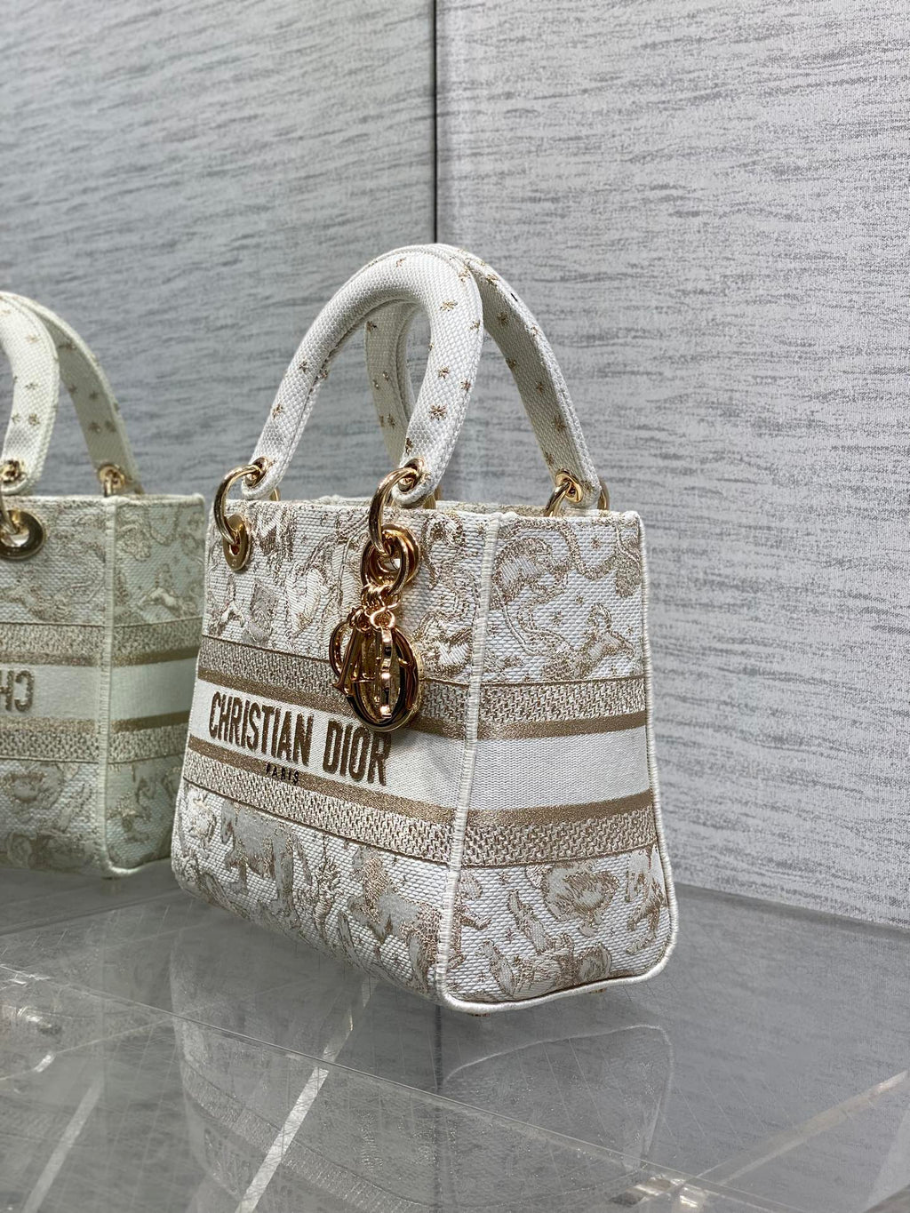 Dior Lady D-Lite Bag – Jungle Animal Constellation Embroidery (White / Gold Thread)