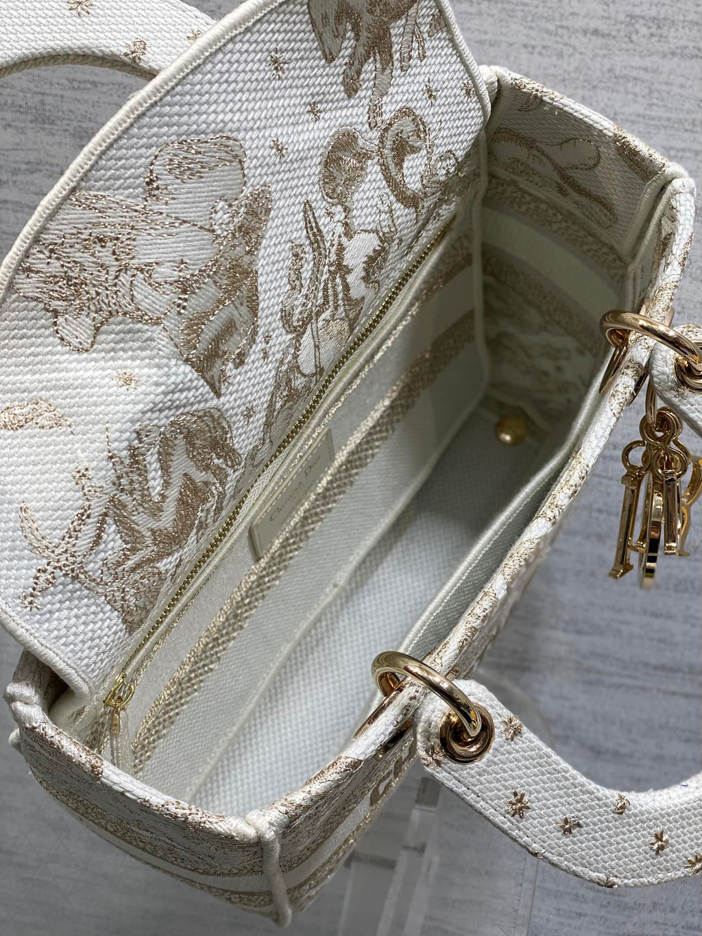 Dior Lady D-Lite Bag – Jungle Animal Constellation Embroidery (White / Gold Thread)
