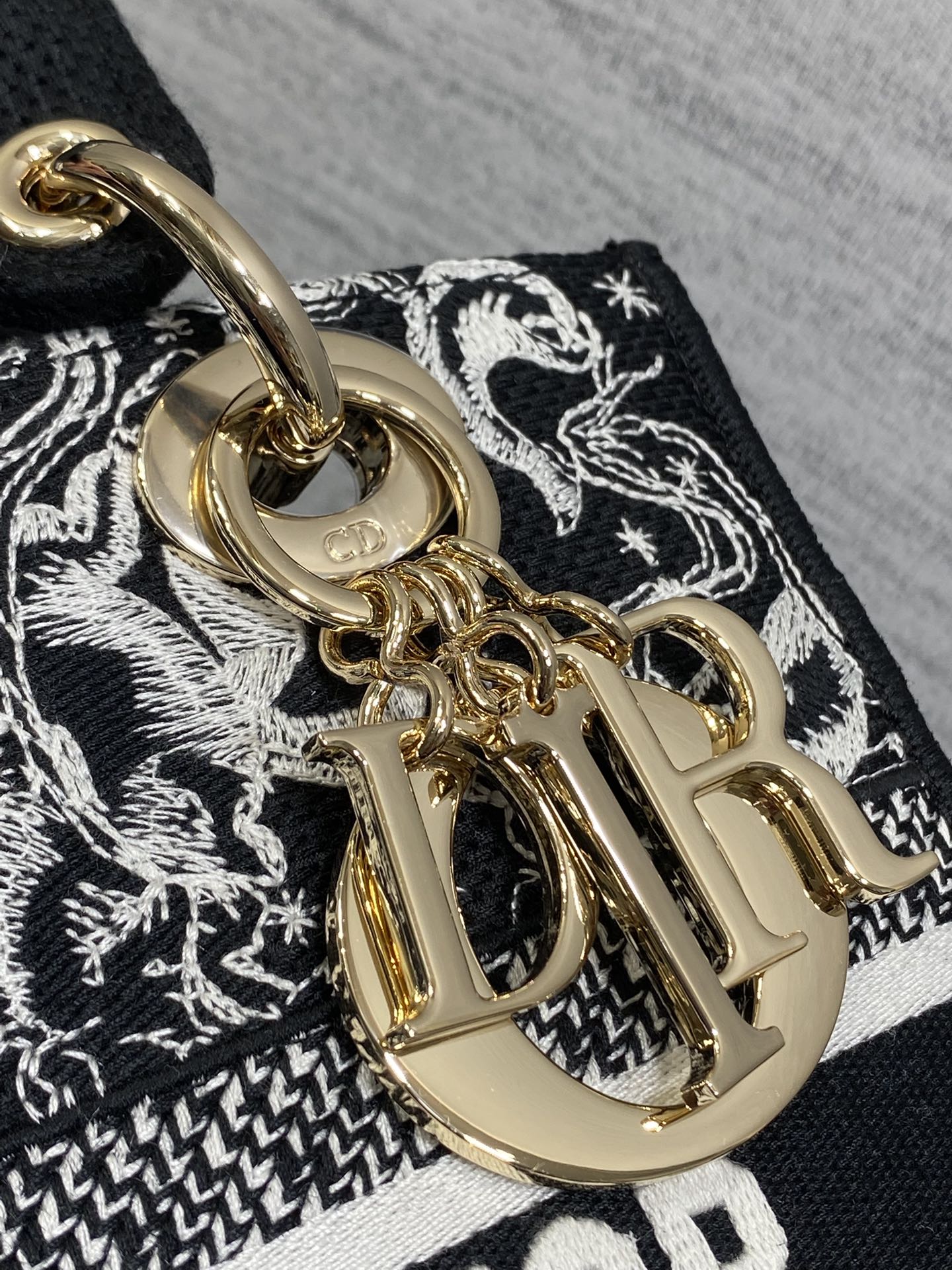 Dior Lady D-Lite Bag – Jungle Animal Constellation Embroidery (Black / White Thread)
