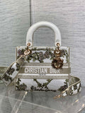 Dior Lady D-Lite Bag – Baroque Rose Vine Embroidery (White / Sage Green)