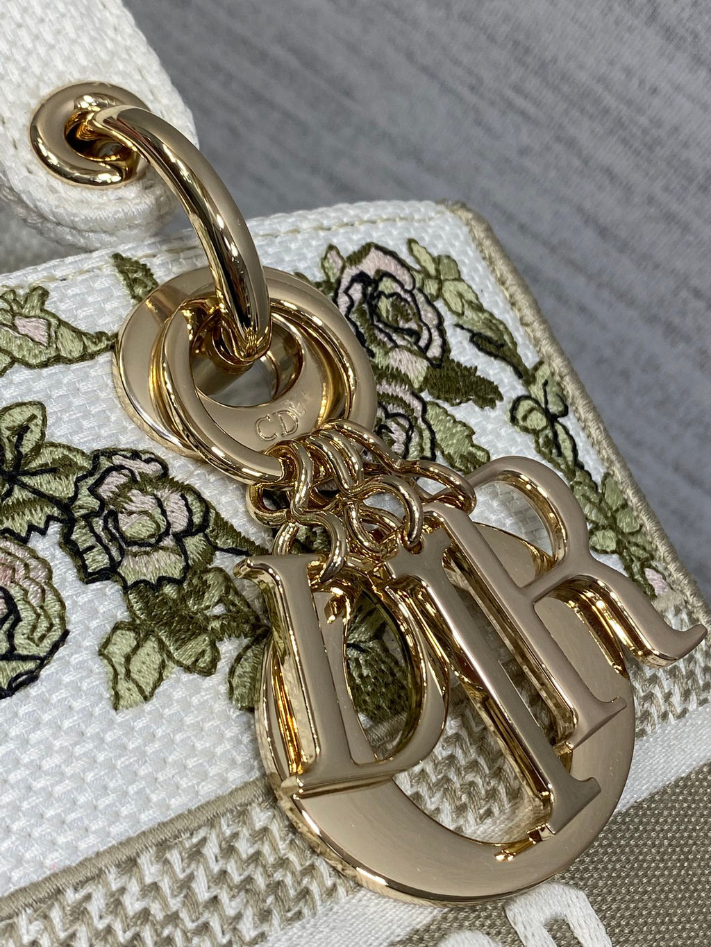 Dior Lady D-Lite Bag – Baroque Rose Vine Embroidery (White / Sage Green)