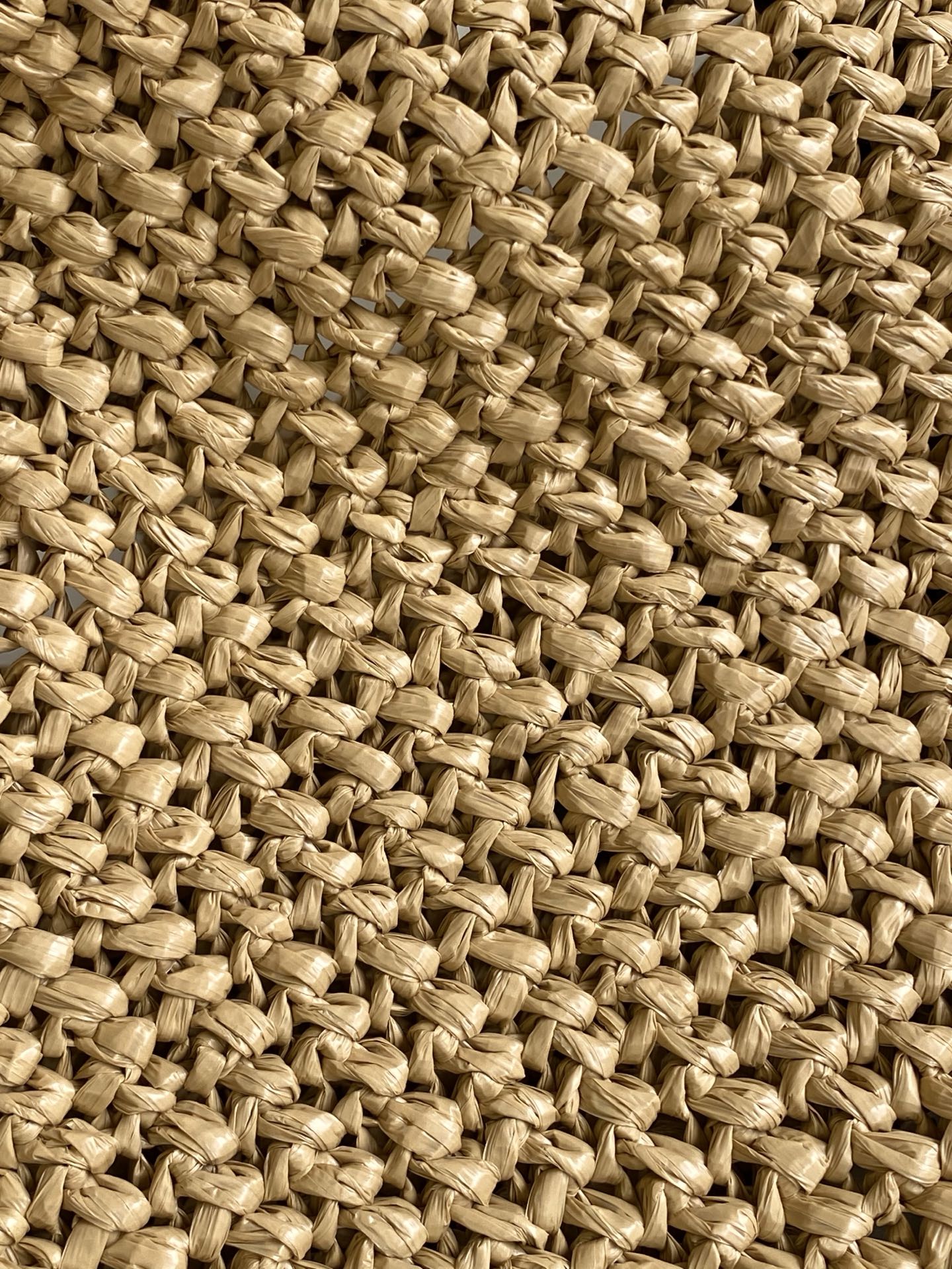 Prada Large Raffia Crochet Tote Bag with Embroidered Logo — Natural