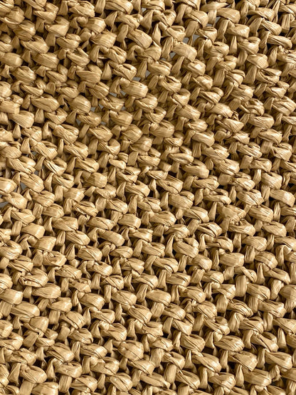Prada Large Raffia Crochet Tote Bag with Embroidered Logo — Natural