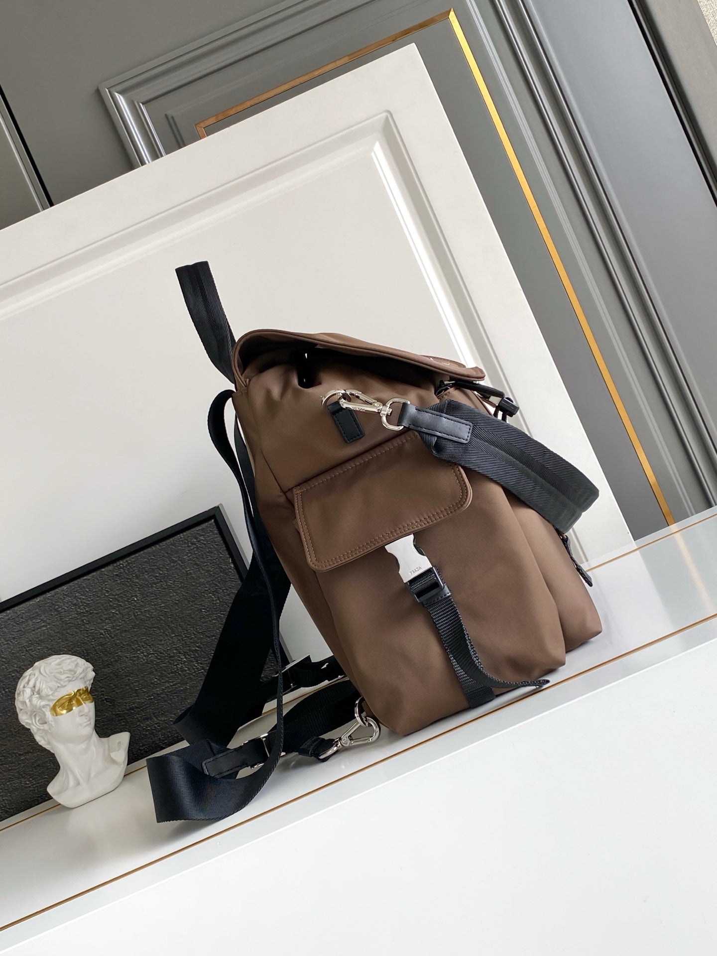 Prada Explore Backpack in Re-Nylon and Leather — Brown