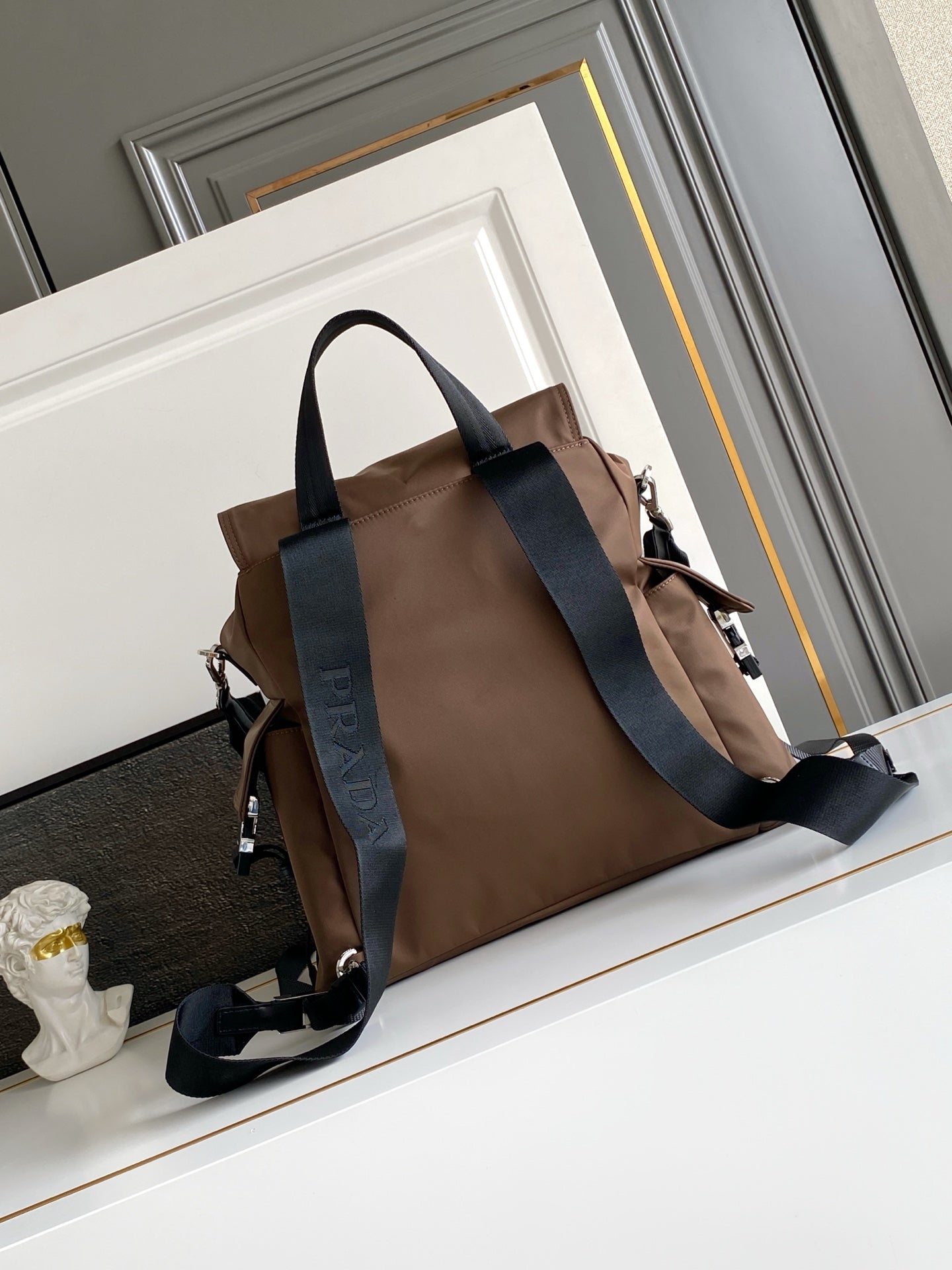 Prada Explore Backpack in Re-Nylon and Leather — Brown