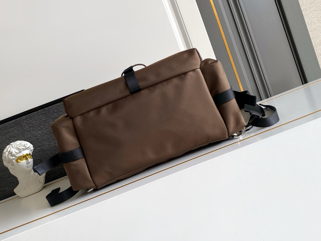 Prada Explore Backpack in Re-Nylon and Leather — Brown