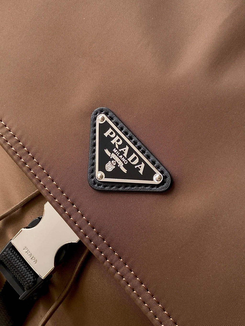 Prada Explore Backpack in Re-Nylon and Leather — Brown