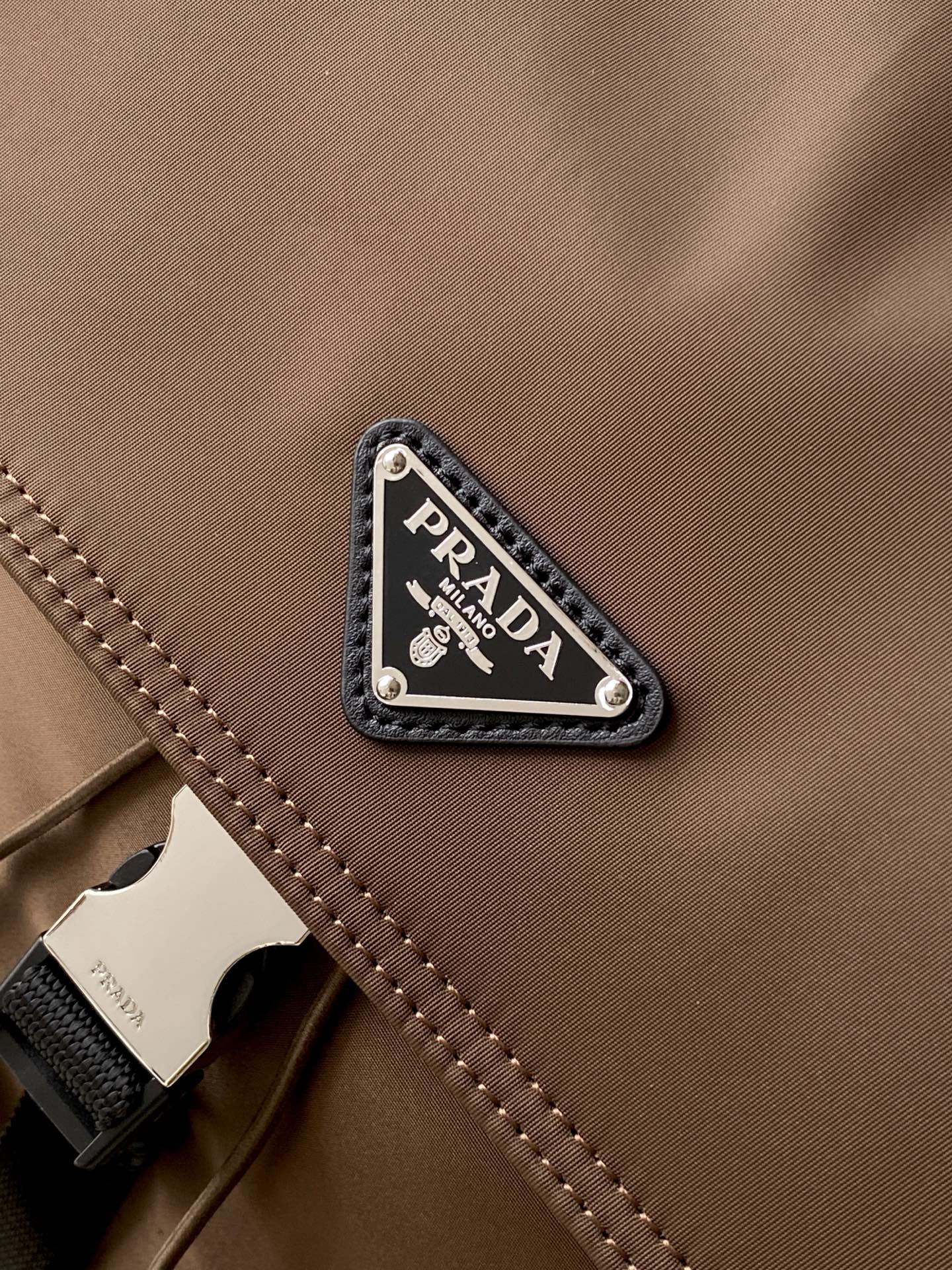 Prada Explore Backpack in Re-Nylon and Leather — Brown