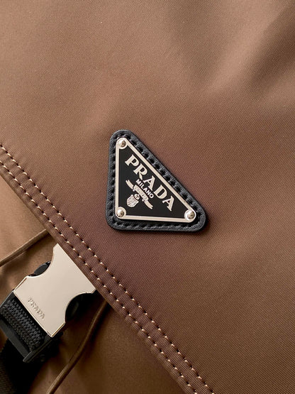 Prada Explore Backpack in Re-Nylon and Leather — Brown