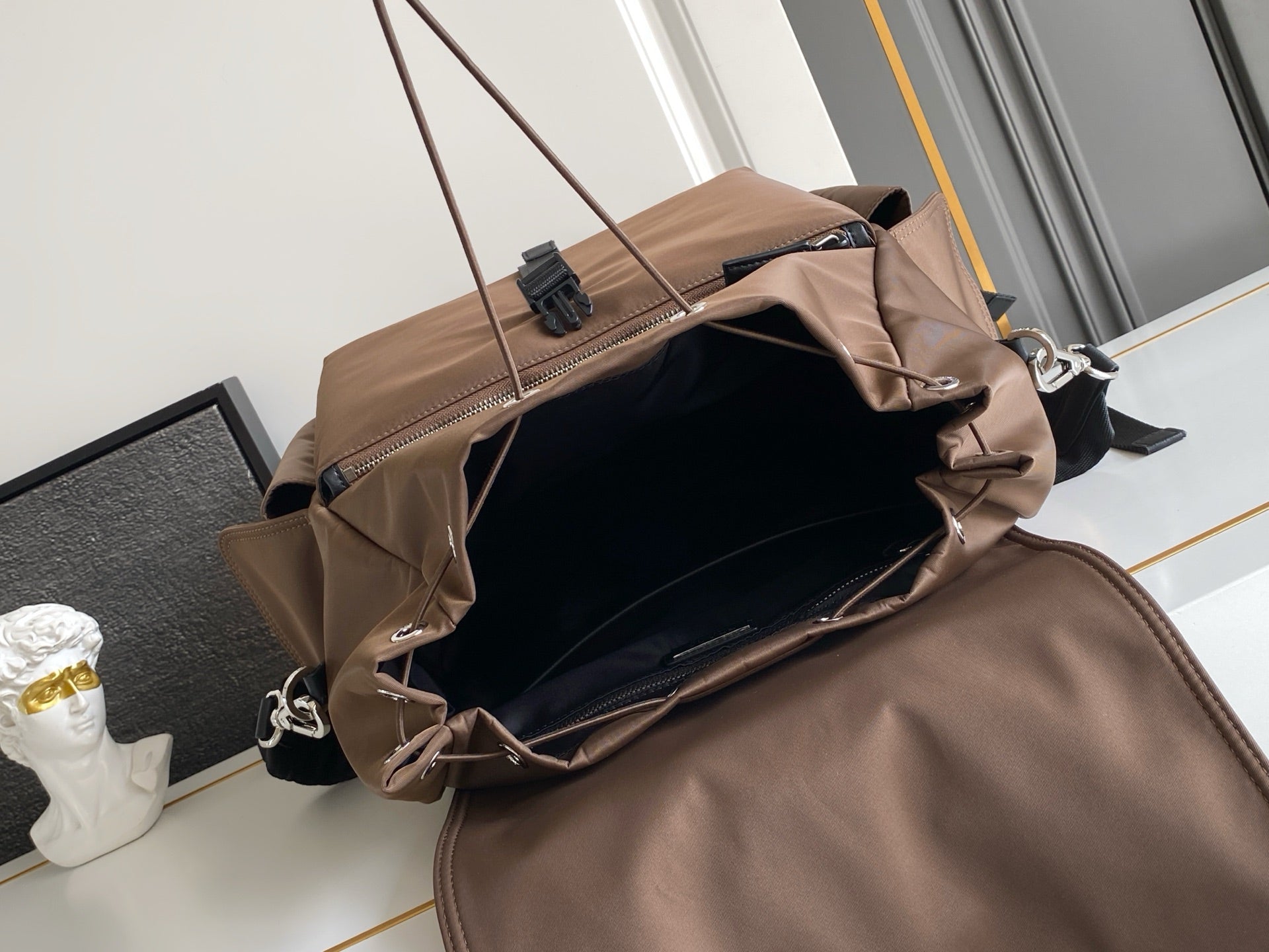 Prada Explore Backpack in Re-Nylon and Leather — Brown