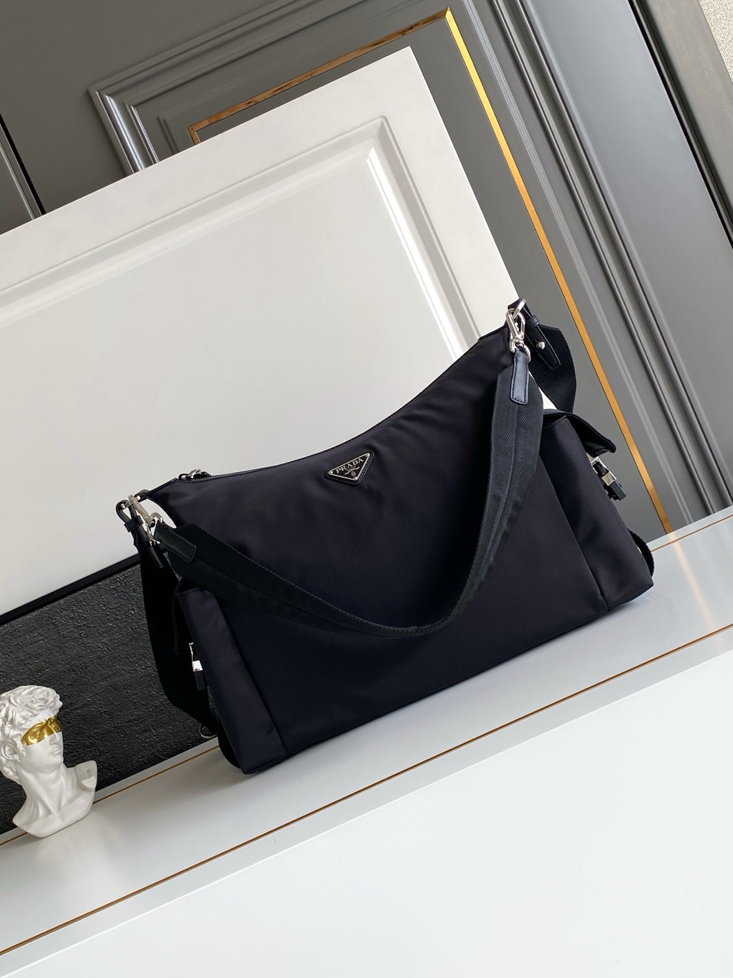 Prada Explore Hobo Bag in Re-Nylon and Leather — Black