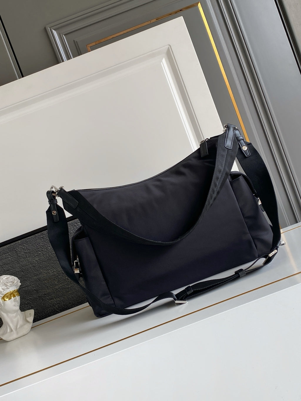 Prada Explore Hobo Bag in Re-Nylon and Leather — Black