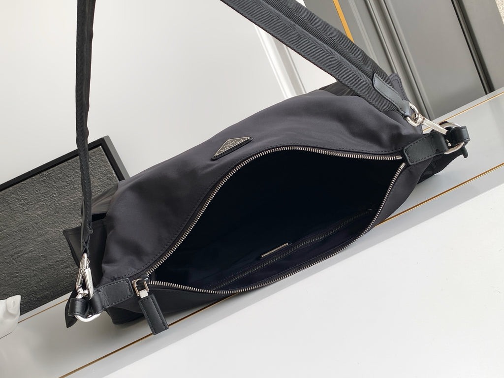 Prada Explore Hobo Bag in Re-Nylon and Leather — Black