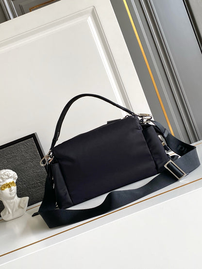 Prada Explore Shoulder Bag in Re-Nylon and Leather — Black