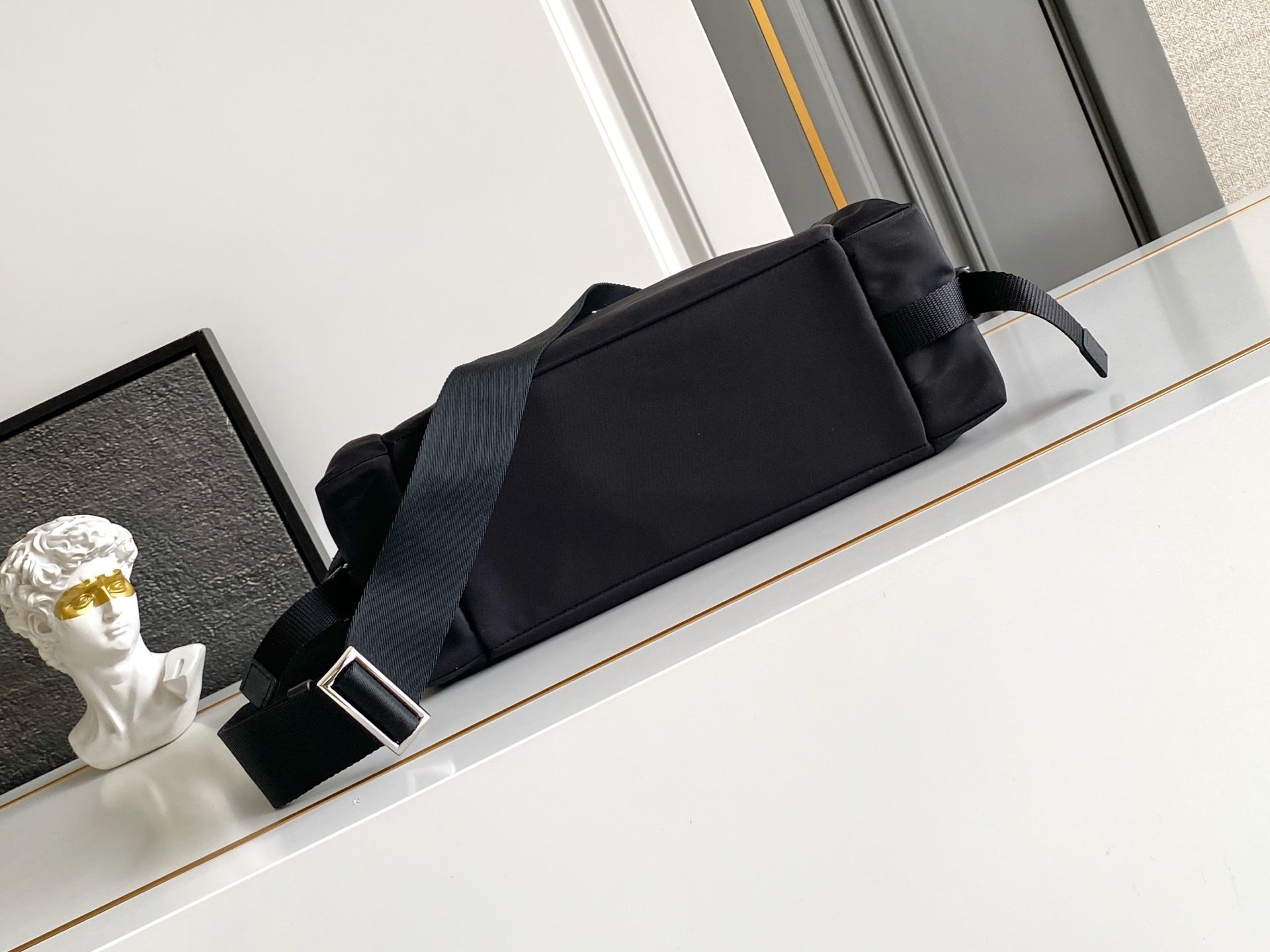 Prada Explore Shoulder Bag in Re-Nylon and Leather — Black