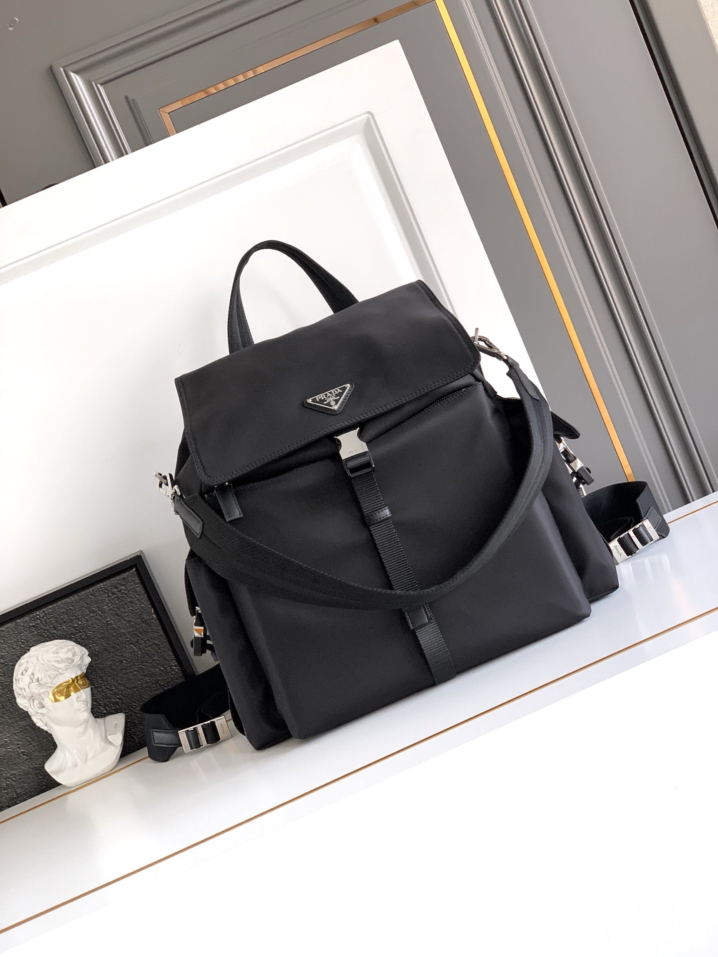 Prada Explore Backpack in Re-Nylon and Leather — Black