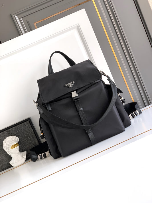 Prada Explore Backpack in Re-Nylon and Leather — Black