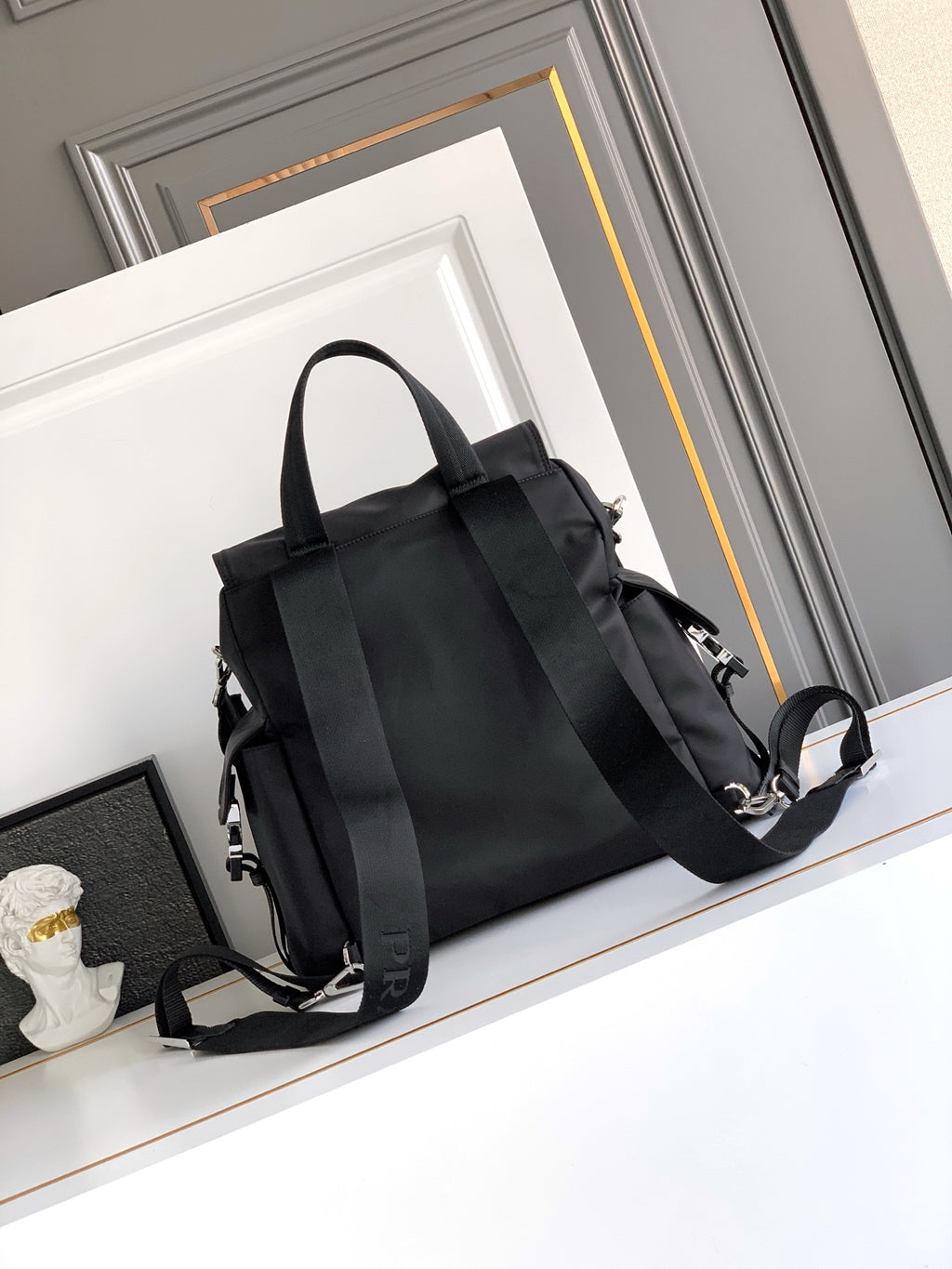 Prada Explore Backpack in Re-Nylon and Leather — Black