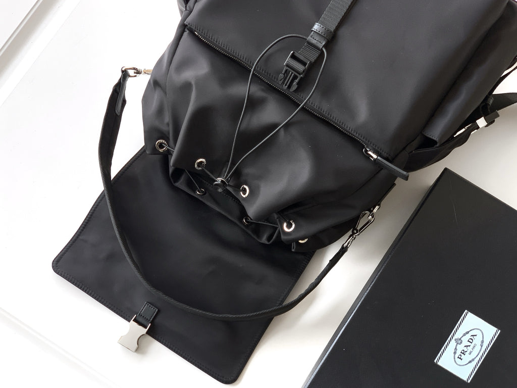 Prada Explore Backpack in Re-Nylon and Leather — Black