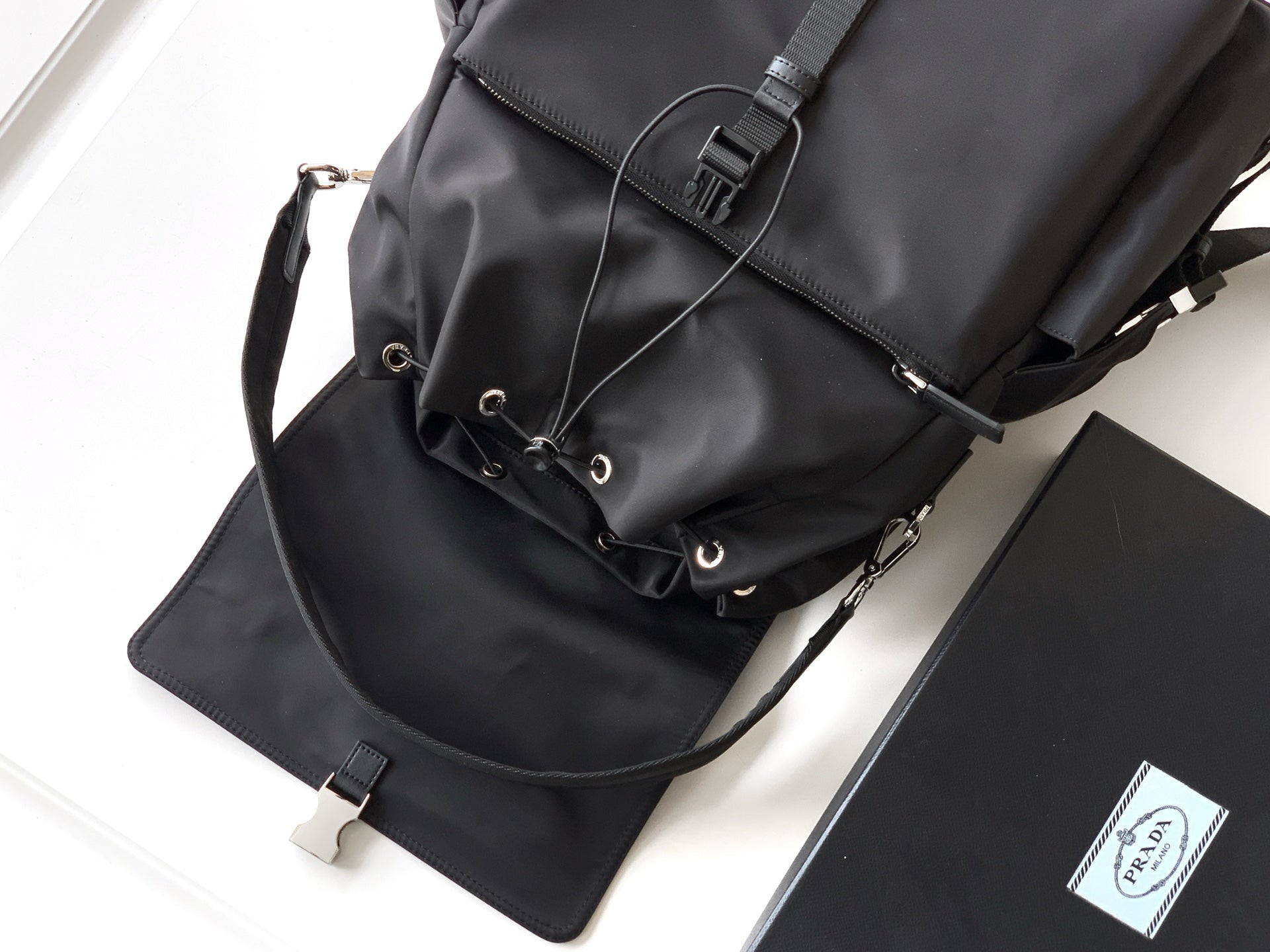 Prada Explore Backpack in Re-Nylon and Leather — Black