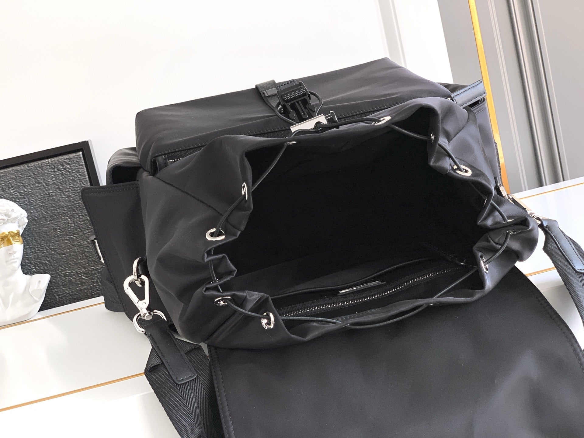Prada Explore Backpack in Re-Nylon and Leather — Black