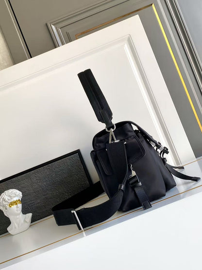 Prada Explore Messenger Bag in Re-Nylon and Leather — Black