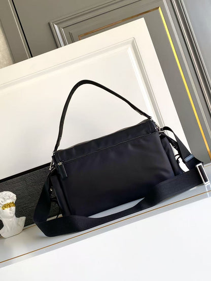 Prada Explore Messenger Bag in Re-Nylon and Leather — Black