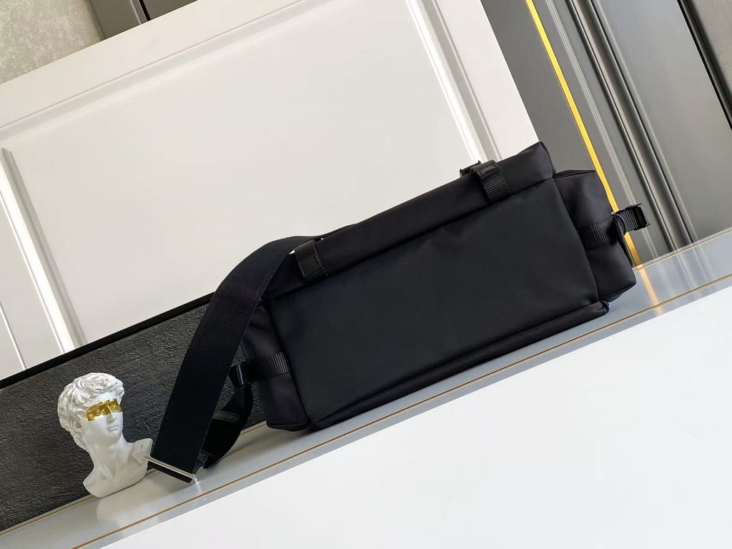 Prada Explore Messenger Bag in Re-Nylon and Leather — Black