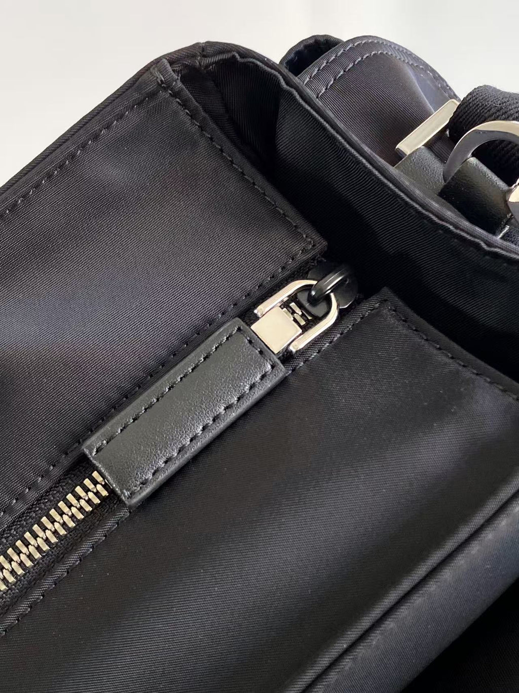 Prada Explore Messenger Bag in Re-Nylon and Leather — Black