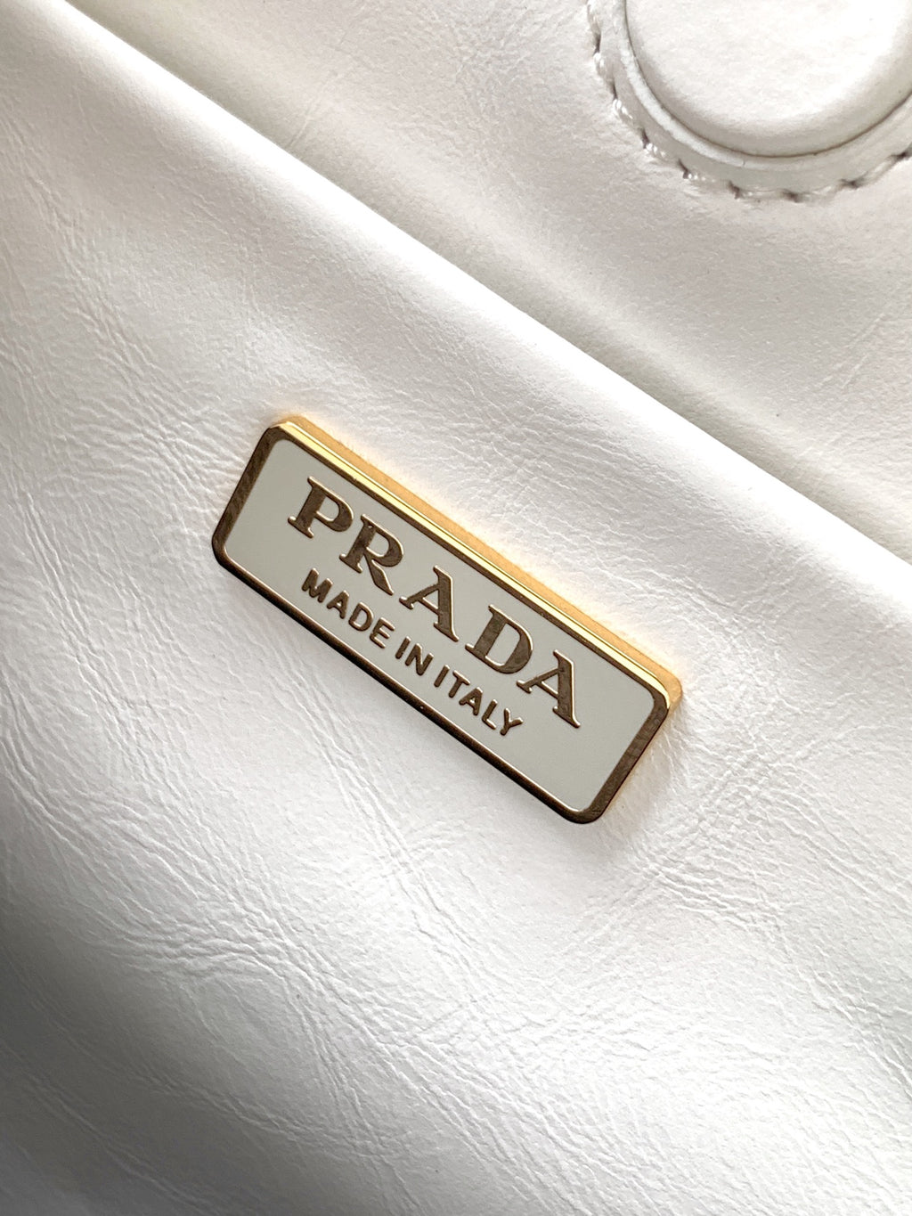 Prada Bonnie Shoulder Bag in Waxed Leather — White