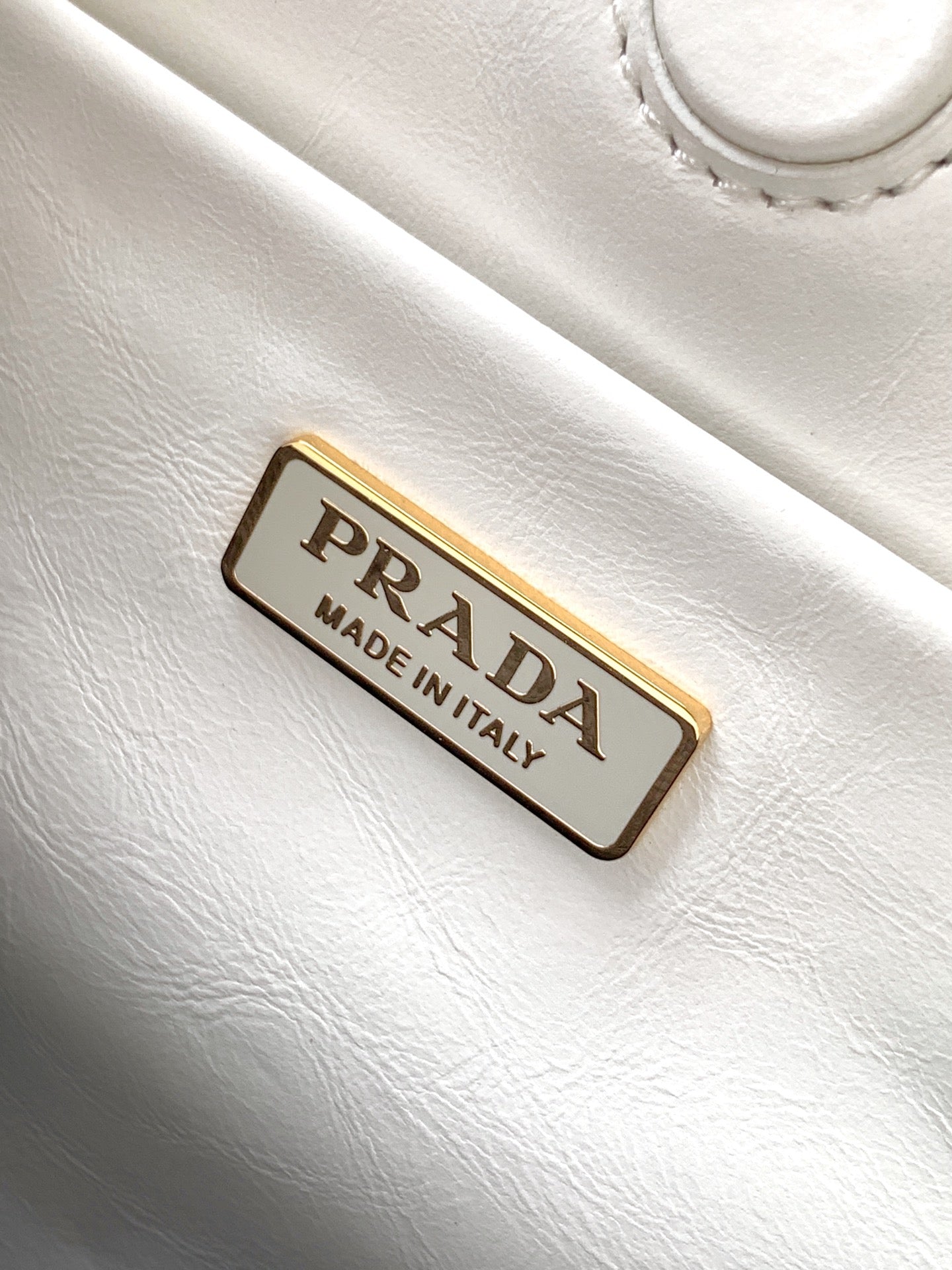 Prada Bonnie Shoulder Bag in Waxed Leather — White