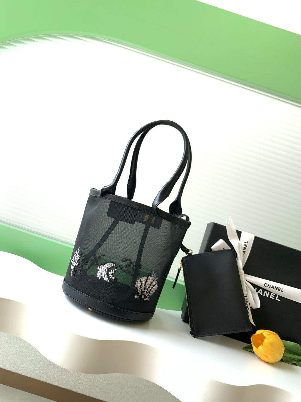 Chanel 26M Mesh Bucket Bag Black