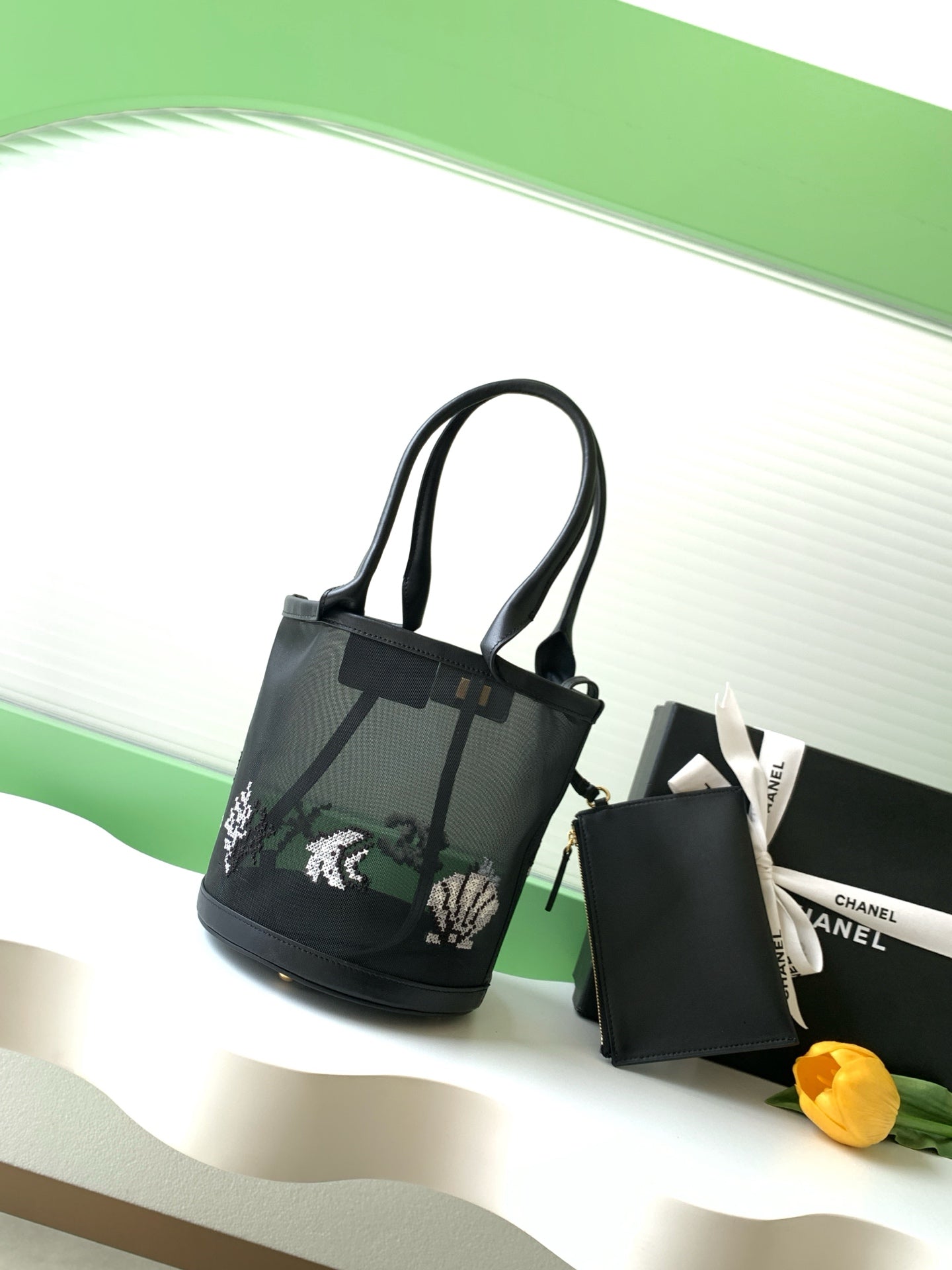 Chanel 26M Mesh Bucket Bag Black