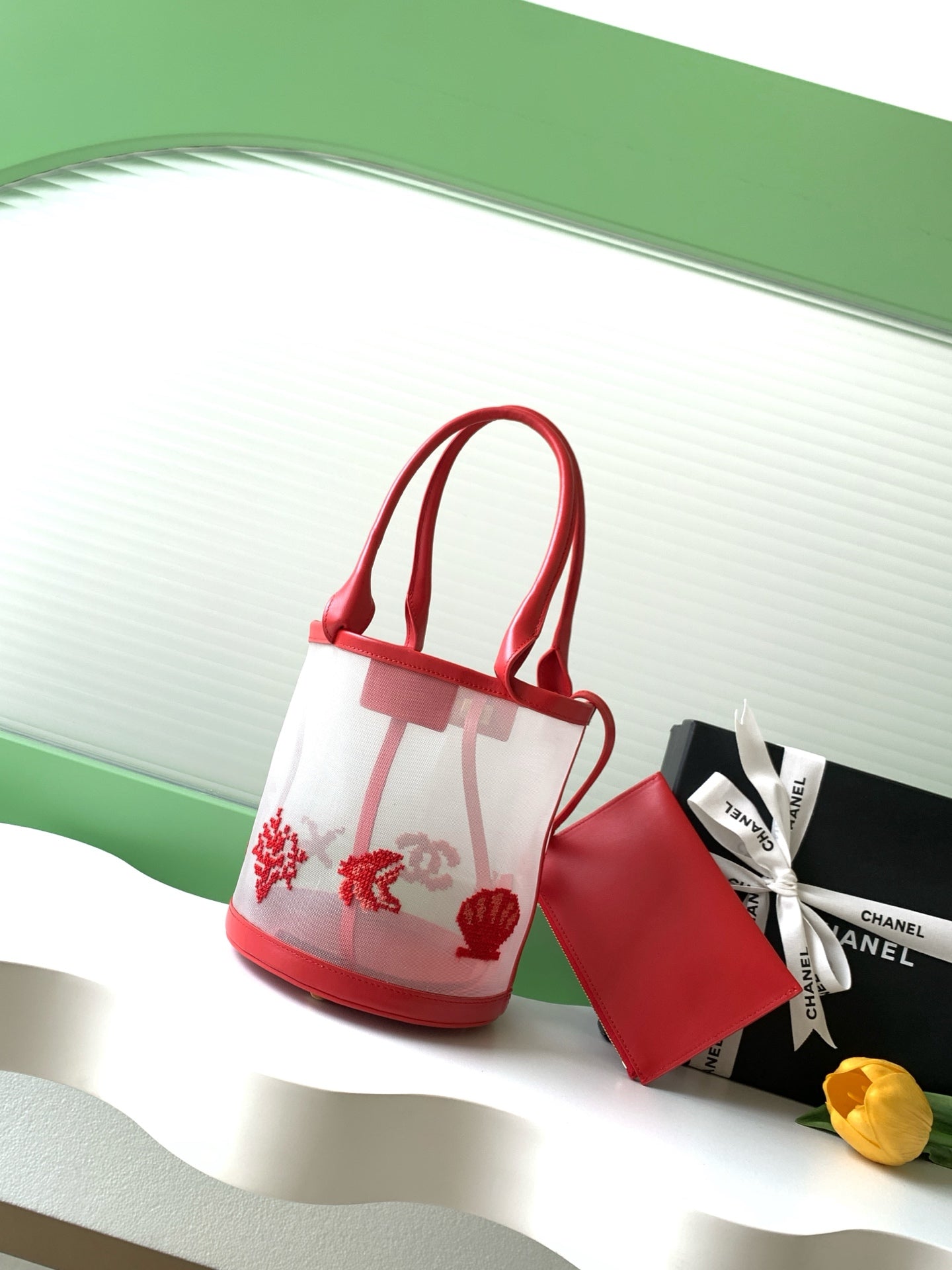 Chanel 26M Mesh Bucket Bag Red