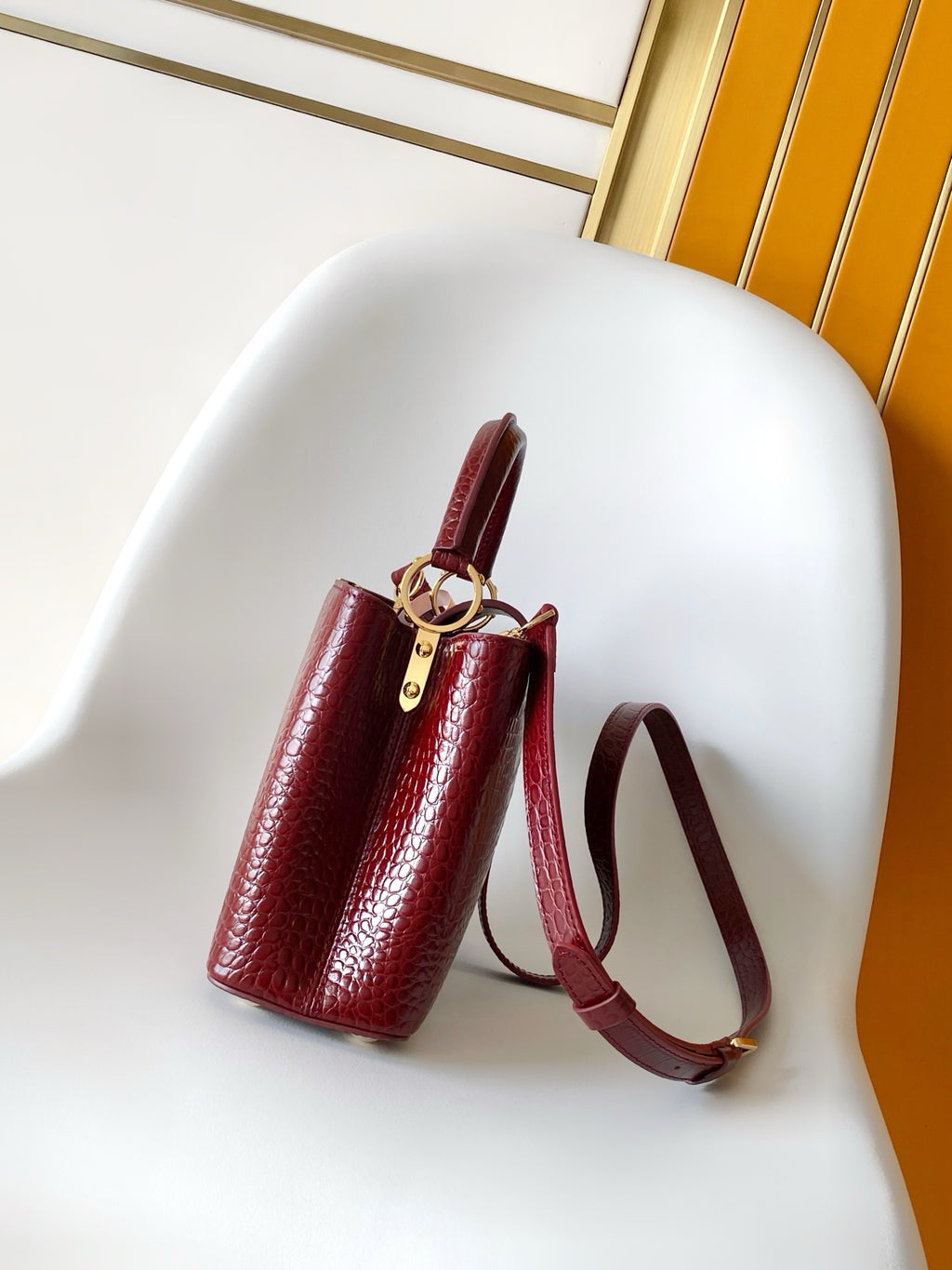 Louis Vuitton Capucines BB - Crocodile Embossed Leather Burgundy