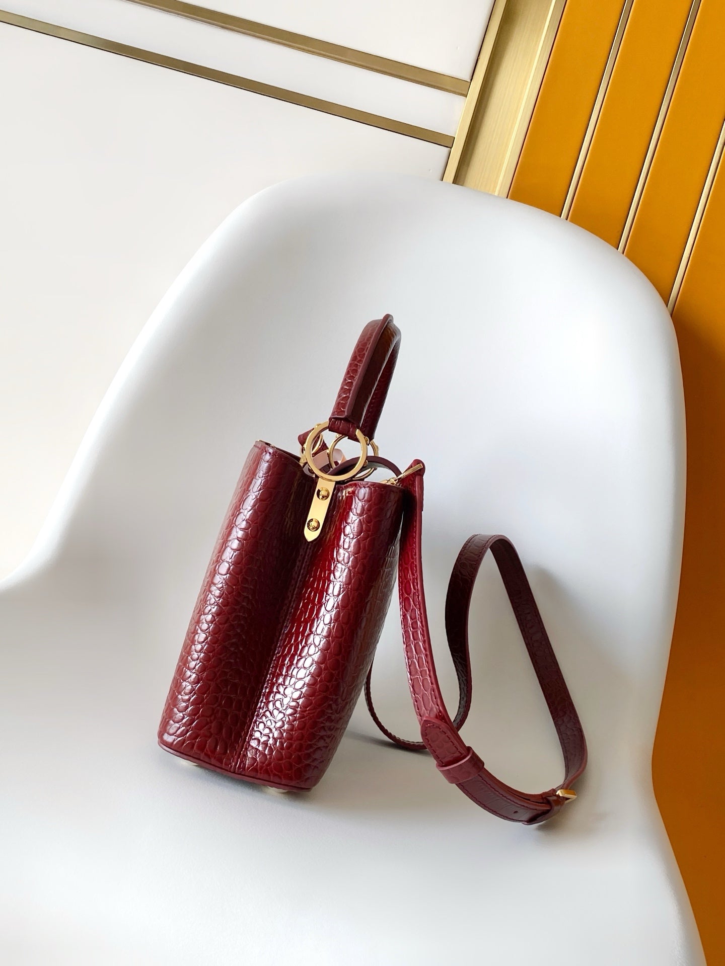 Louis Vuitton Capucines BB - Crocodile Embossed Leather Burgundy