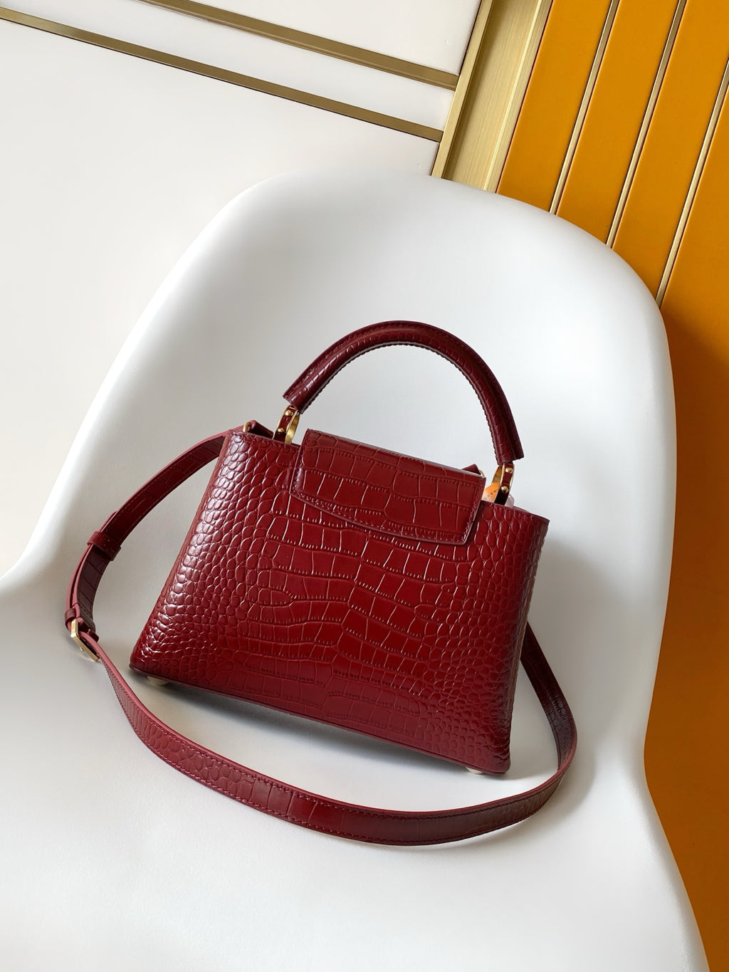 Louis Vuitton Capucines BB - Crocodile Embossed Leather Burgundy