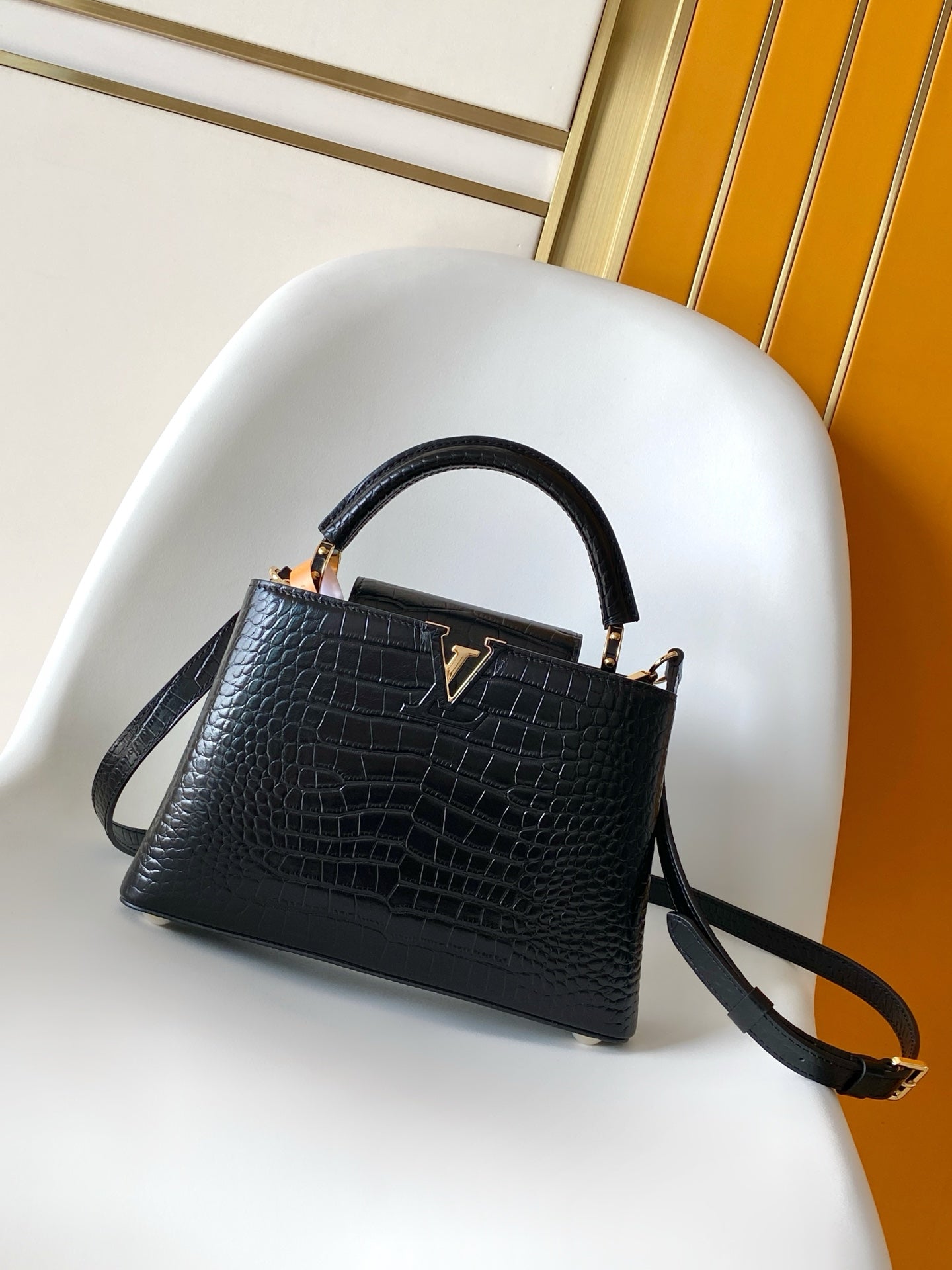 Louis Vuitton Capucines BB - Crocodile Embossed Leather Black